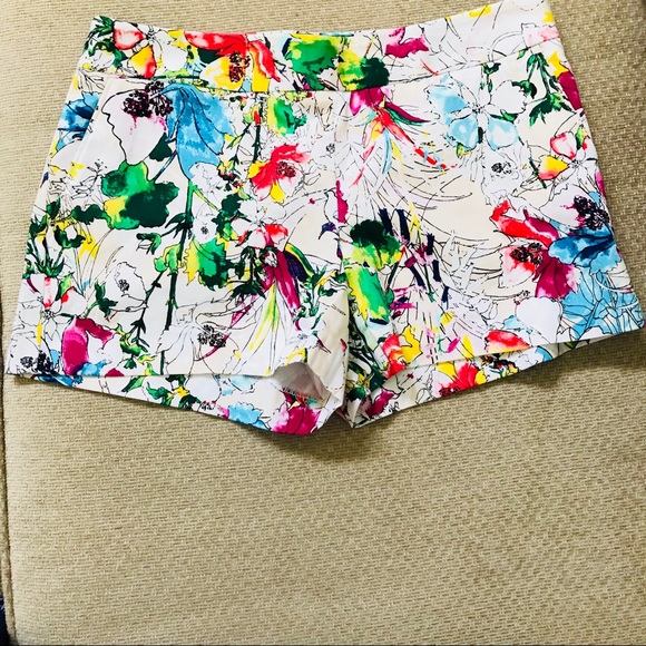 Express Pants - NWOT - Express Multi-Colored Floral Zippered Short